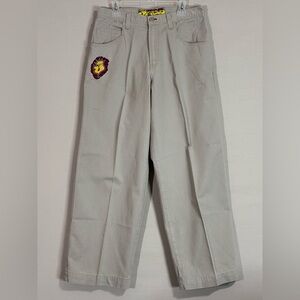 JNCO Men's Beige Cargo Pants with Colorful Patch